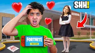 I CAUGHT My Little Brother With This GIRL At School.. (FORTNITE!)