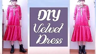 DIY Velvet Dress 手作り服 作り方 벨벳 드레스 만들기 sewing for beginner Costura Sewing Tutorialㅣmadebyaya