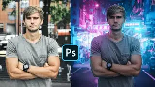 How to create Cyberpunk Street Portrait Composite - Photoshop Tutorial