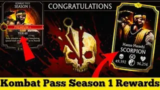 Kombat Pass Premium + Season 1 Rewards Tier 1-60 | Hanzo Hasashi Scorpion | MK Mobile