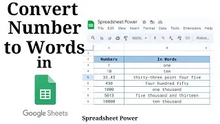 Formula to Convert Number to Words in Google Sheets