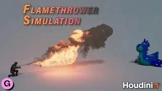 Flamethrower simulation in houdini || Realistic flamethrower tutorial sim in houdini 19.5