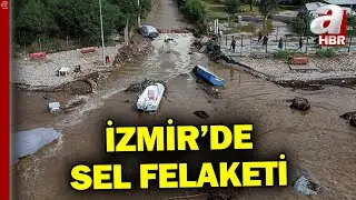 İzmir Menderes'i sel vurdu! Yollar çöktü, araçlar ağır hasar gördü | A Haber