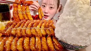 ASMR Spicy Raw Shrimp Sashimi【Mukbang/ Eating Sounds】【English subtitles】