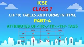 ICSE CLASS 7 | CH-10: TABLES IN HTML | Part-4 | ATTRIBUTES  OF TR,TD,TH TAGS