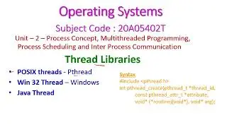 Thread Libraries-Operating Systems-20A05402T-POSIX threads-Pthread,Win 32 Thread–Windows,Java Thread