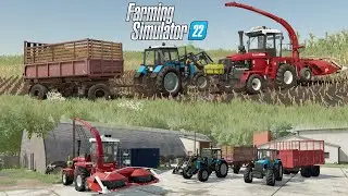 FS22 |Карта Малиновка| Палессе УЭС, 2хМТЗ 1221 на заготовка силоса / Map Malinovka Silage harvesting