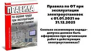 СКОЛЬКО ЭКЗЕМПЛЯРОВ НАРЯДА-ДОПУСКА ДОЛЖНО БЫТЬ ОФОРМЛЕНО ПРИ ОРГАНИЗАЦИИ РАБОТ В ЭЛЕКТРОУСТАНОВКАХ?