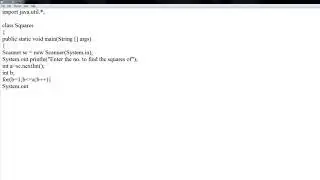 Java program | How to print squares from 1 to x