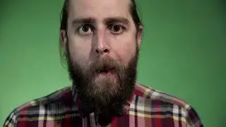 A bearded man eating a burger || green screen || no copyright