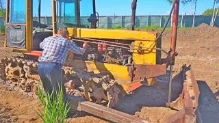 Как заводить бульдозер ДТ 75М пускачем Часть 1