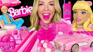 ASMR BARBIE DESSERTS MUKBANG, PINK CORVETTE, EDIBLE BUTTERFLY, LEMON JELLO SHOTS, BARBIE GIVEAWAY 먹방