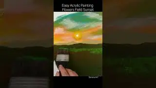 Easy Sunset Field Acrylic Painting Tutorial - 