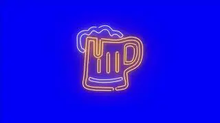 Neon Beer Sign On Blue Screen - Neon Green Screen Pack