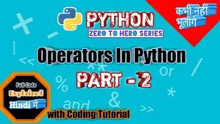 Python Tutorial #5 Operators In Python Part 2 #pythontutorial  #pythonprogramming #operatorsinpython