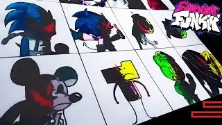 DIBUJOS DE FNF CORRUPTED DE FRIDAY NIGHT FUNKIN | SONIC.EXE | HUGGY WUGGY | MICKEY MOUSE