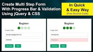 Multi Step Form With Progress Bar & Validation Using jQuery & CSS | Create Form With Multiple Steps