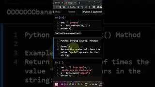 center count string methods in python english 