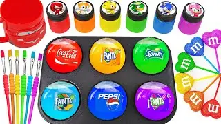 Satisfying Video l How To Make Rainbow Balloons Coca Cola, Fanta, Sprite into Playdoh Cutting ASMR