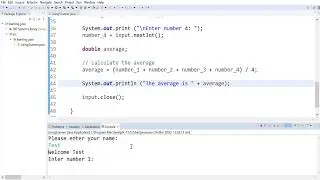 Java 4:  Finding the average of 4 numbers entered by user in eclipse