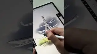 Digital Watercolor - Coloring the Eiffel Tower