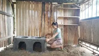 How To Build a Brick Stove, Complete Kitchen, BUILD LOG CABIN | Hoàng Thị Thư - Building Farm