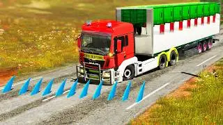 Trucks vs Spikes #7 | BeamNG.DRIVE