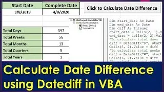 Datediff in VBA - Calculate difference in years, months and days etc.