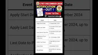 CTET December Notification 2024 | CTET Form Fill Up 2024 | CTET Syllabus Eligibility Exam Date 