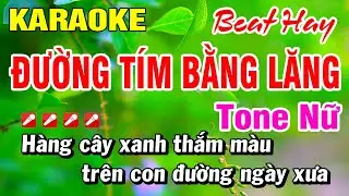 Karaoke Đường Tím Bằng Lăng (Beat Hay) Tone Nữ Nhạc Sống | Hoài Phong Organ