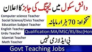 Punjab Danish School Jobs 2024 - Government Punjab Danish School Jobs 2024