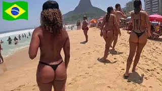 BEST BRAZIL BEACH   in Brazil - Leblon Beach   Paradise Bikini Beachwalk  [ 4K UHD ]