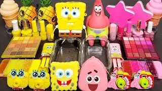 ASMR Spongebob vs Patrick Star Slime Mixing Makeup,Parts,Glitter Into Slime!#satisfying#slime#슬라임