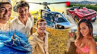 VOLO in ELICOTTERO, SFIDO Leclerc e guido la FERRARI | *Vacanza FOLLE in Sardegna