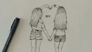 How to Draw Best Friends (bff) Easy | Step by Step