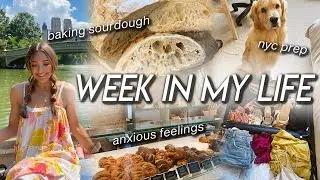 WEEK IN MY LIFE | nyc trip prep, shop & pack with me, anxious feelings, & baking sourdough bread!