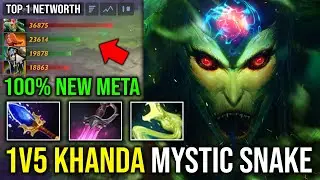 WTF 7.35 Khanda Aghanim Mystic Snake 1v5 Mana Shield Skill Spam Hyper Carry Medusa Dota 2