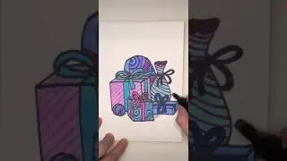 We draw New Year's gifts easily. Drawing tutorial.