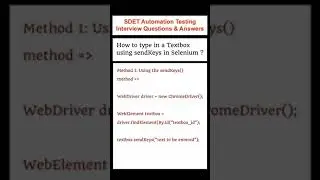 How to type in a Textbox using SendKeys Selenium? SDET Automation Testing Interview