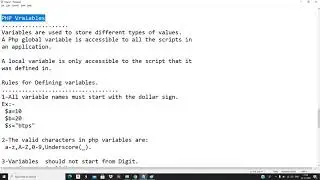 Variables in PHP | PHP Part 4 By BTPS
