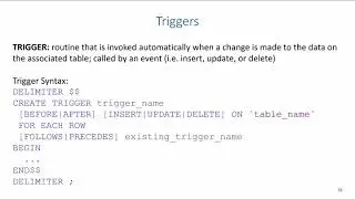 Advanced SQL: SQL/PSM Routines (Triggers)