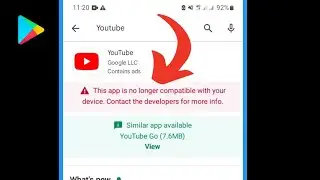 Fix! Youtube this app is no longer compatible with your device | This app isn't compatible problem