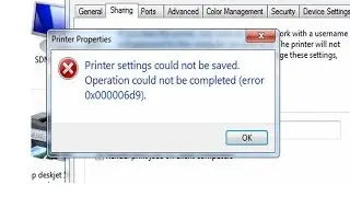 Share printer settings could not be saved