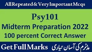 Psy101 Midterm Mcqs | Psy101 Midterm Preparation | Psy101 Midterm Past Paper | 