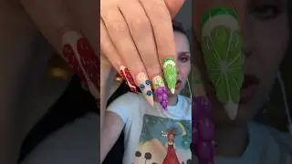 Fruit salad nail tour 🍒🍊🍋🍋‍🟩🫐🍇 #asmr