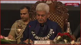 Lieutenant Governor Manoj Sinha addressing a press conference in Srinagar