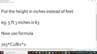 How to calculate BMI (Body Mass index) in excel in imperial units?