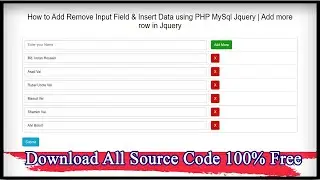 How to Add Remove Input Field  Insert Data using PHP MySql Jquery | Add more row in Jquery