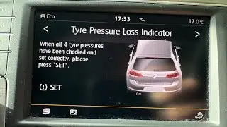 VW Golf TPMS Reset Tyre Pressure Loss Indicator MK7 2016