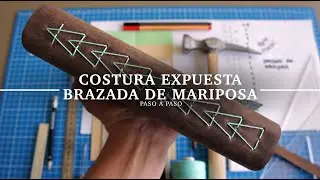 Costura expuesta. Brazada de mariposa. Encuadernación artesanal. Paso a paso.